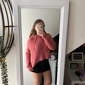 Kohl's Pink Ribbed Knit Hooded Sweater